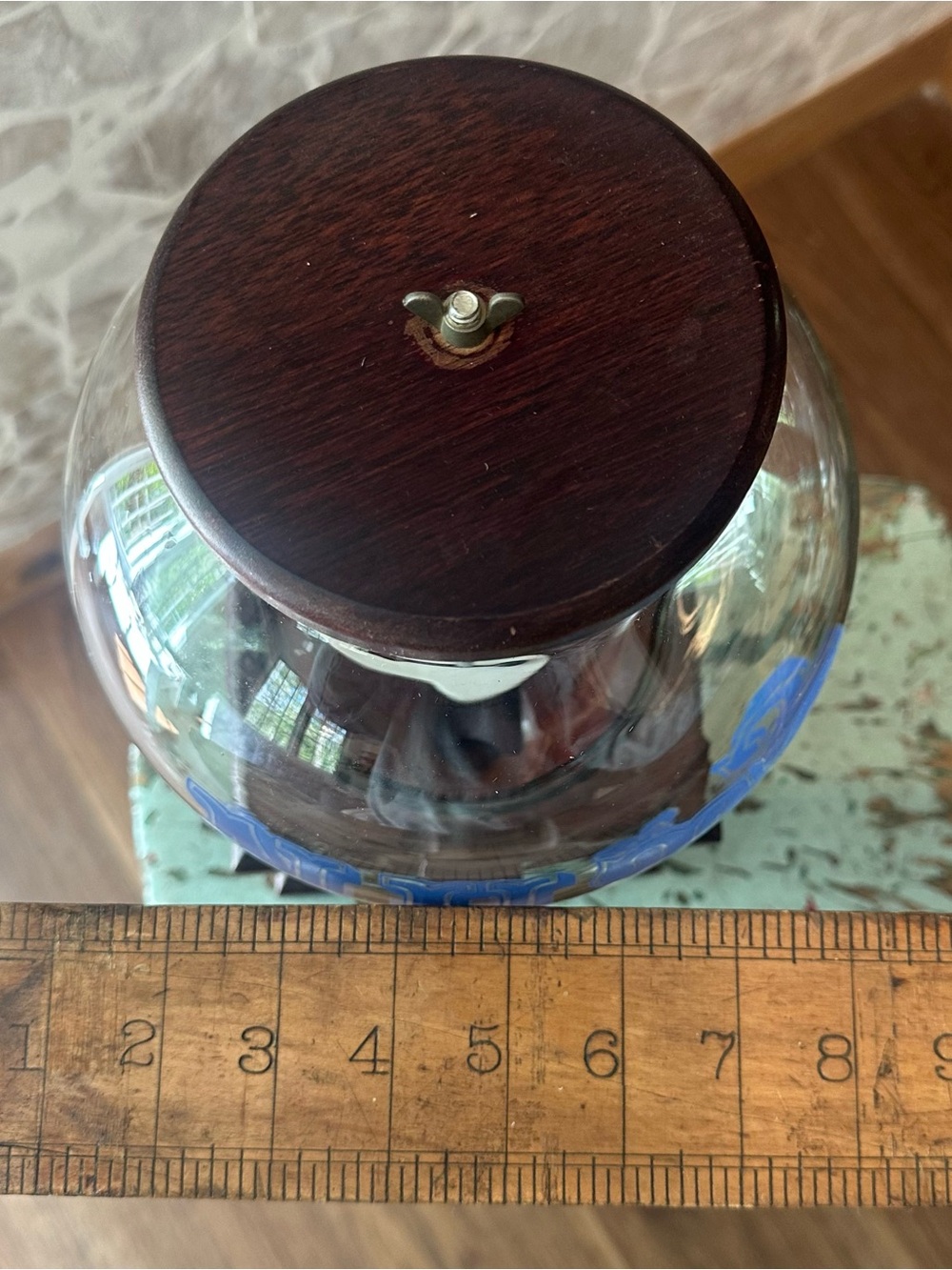 Vintage Glass Nut Dispenser made by Carousel w/Wood Base - - Picture 7 of 8